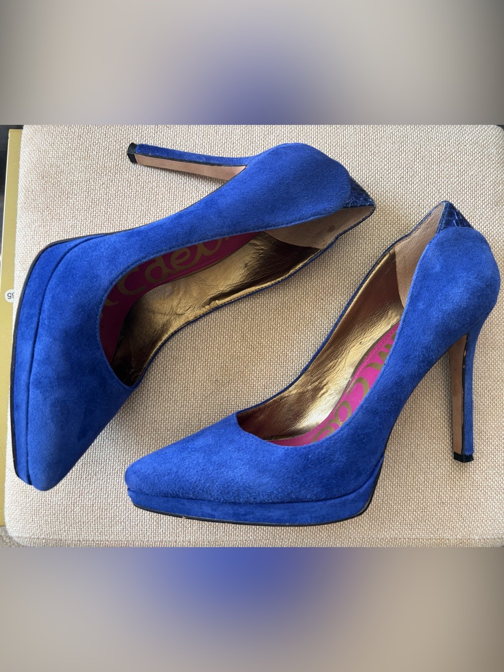 VINTAGE Sam Edelman Cobalt Blue Suede High Heel Pumps